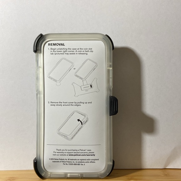 PELICAN iPhone 11 Pro/ Xs /X CLear case with clip - Picture 3 of 11